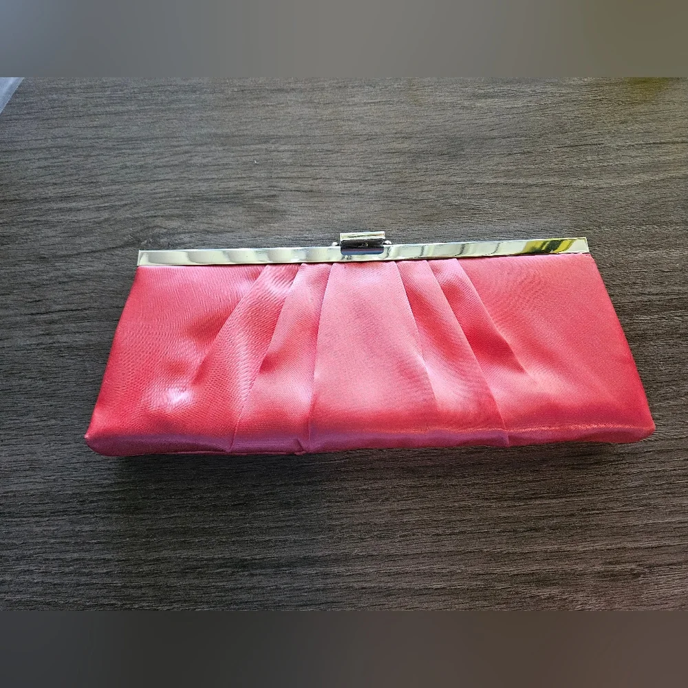 Elegant Salmon Satin Clutch